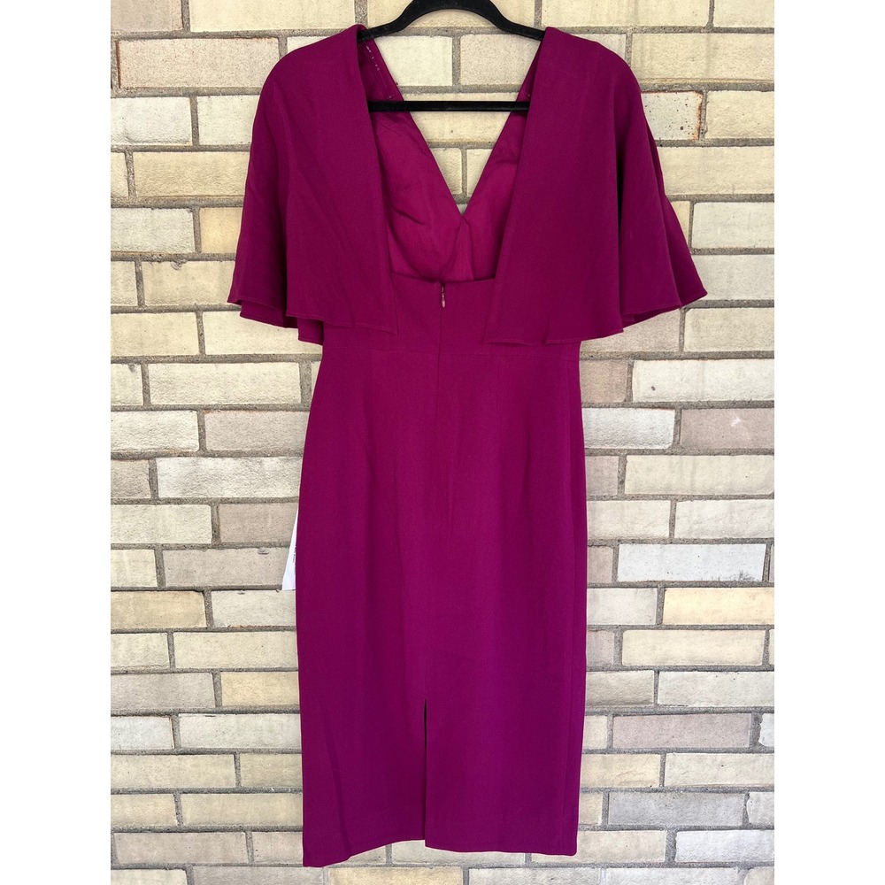 Dress The Population Louisa Butterfly Slv Magenta Midi Dress Small Cocktail NWT - Picture 2 of 8